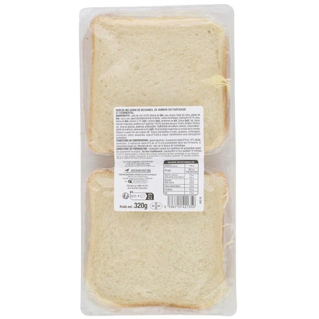 3596710421350 - Auchan - Croque Monsieur Béchamel Gratiné à l'Emmental et Jambon Supérieur