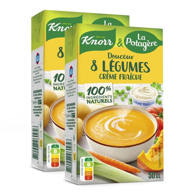 8710908960956 - Knorr & La Potagère - Douceur de 8 légumes à la crème fraîche Soupe liquide en brique pour 2
