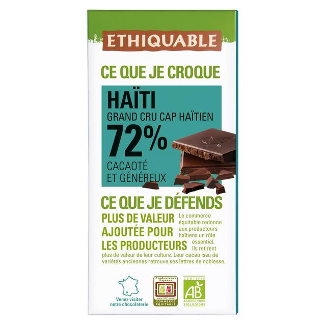 3760091726650 - Ethiquable - Commerce Equitable - Chocolat Noir 72% cacao Bio de Haiti