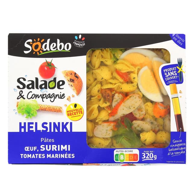 3242274008550 - Sodebo - Salade Repas Helsinki, Pâtes - Oeuf - Surimi - Tomates Marinées