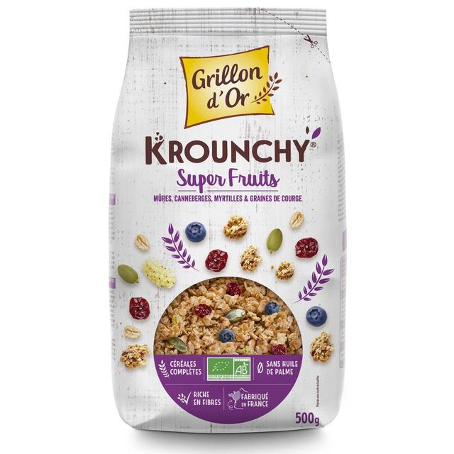 3421557110351 - Grillon Or - Céréales Krounchy Fruits BIO mûres, canneberge, myrtille et graines de courge