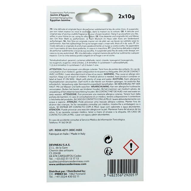 3482356292051 - Ambiances Devineau - 2 Suspensions parfum Jasmin d'Egypte