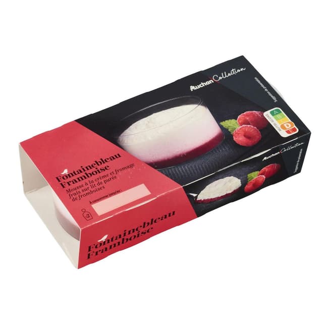 3596710513451 - Auchan Collection -  Fontainebleau - Mousse de fromage frais sur lit de purée de framboises