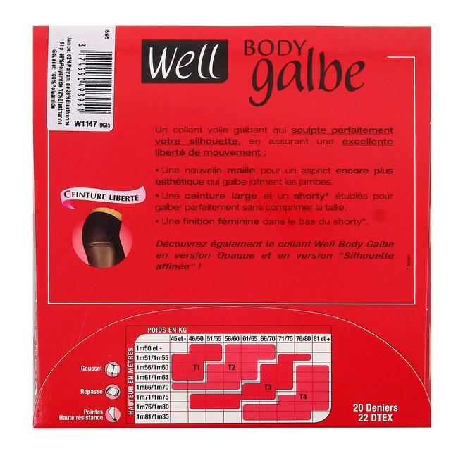 3174550493951 - Well - Collant T3 Body Galbe shorty liberté Noir