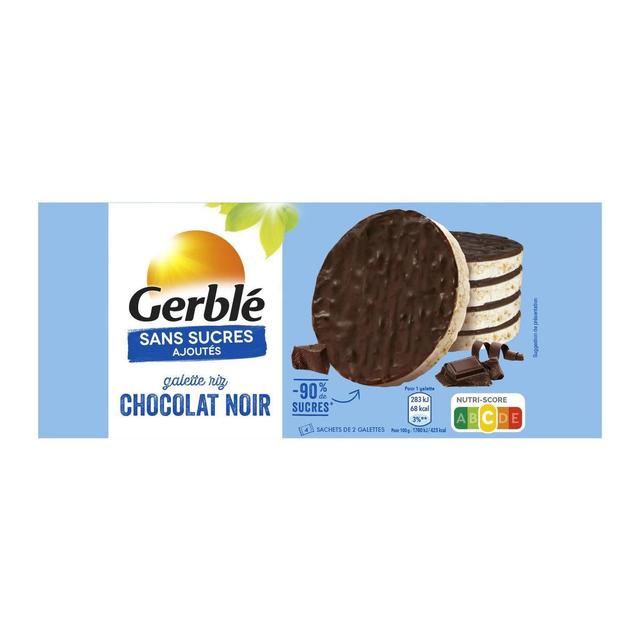 3175681213951 - Gerblé Sans Sucres Ajoutés - 8 Galettes de riz chocolat noir -90% de sucres en moins
