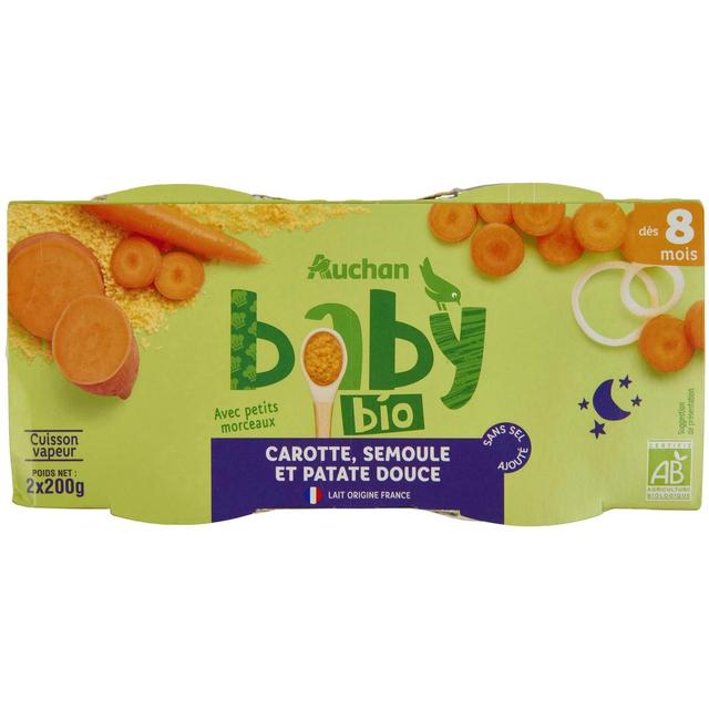 3596710476251 - Auchan Baby Bio - Carotte semoule patate douce bio Bol Bébé dès 8 mois