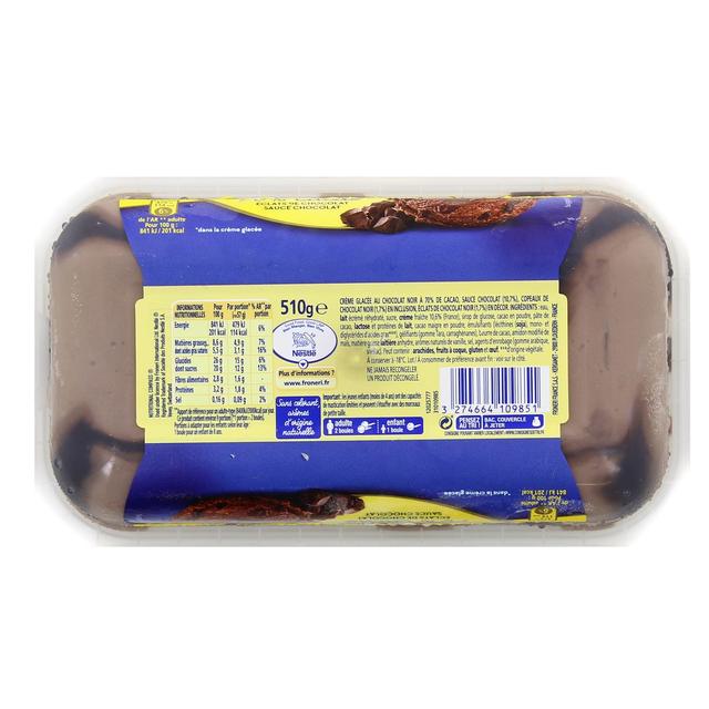 3274664109851 - La laitière - Crème glacée Chocolat, Eclats de chocolat et sauce chocolat 750ml