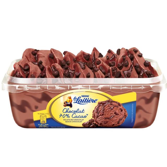 3274664109851 - La laitière - Crème glacée Chocolat, Eclats de chocolat et sauce chocolat 750ml