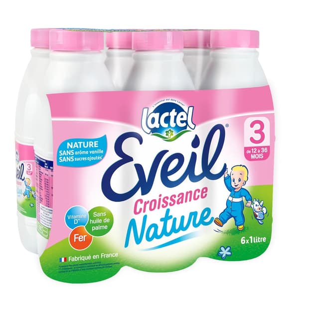 3288110600052 - Lactel Eveil - Lait de Croissance 3ème âge Nature Liquide Bébé Dès 10 mois