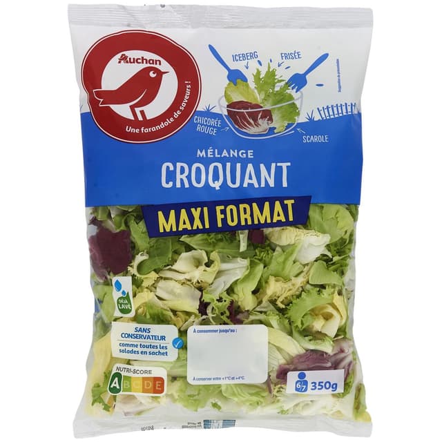 3596710351152 - Auchan - Mélange Croquant de Frisée Chicorée Rouge Scarole et Iceberg