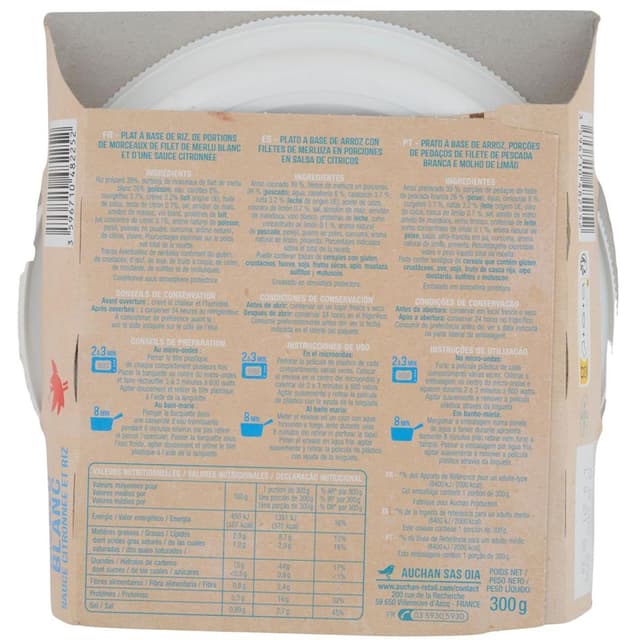 3596710482252 - Auchan - Merlu blanc sauce citronnée et riz