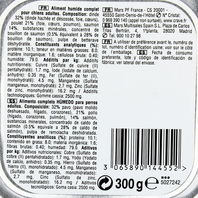 3065890144552 - Crave - Barquette Terrine Saumon Dinde sans céréales pour chien adulte