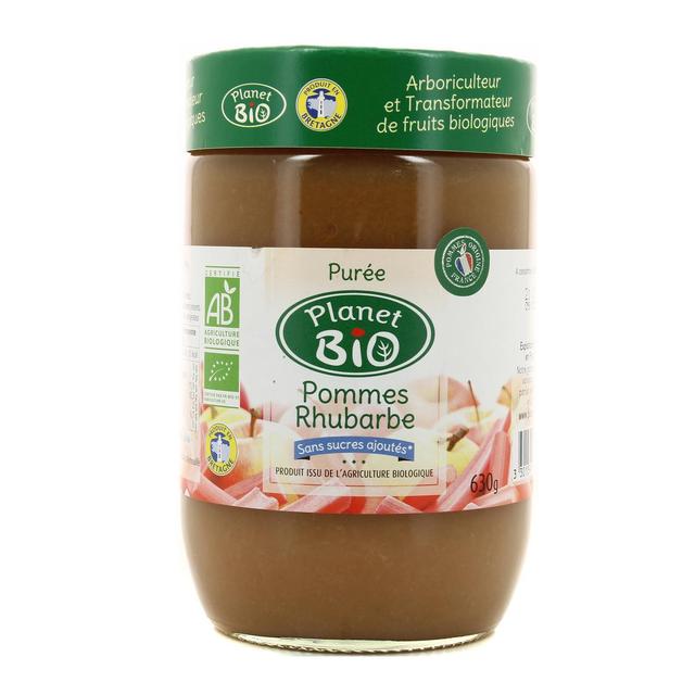 3301597001553 - Planet Bio - Purée pomme rhubarbes sans sucres ajoutés bio