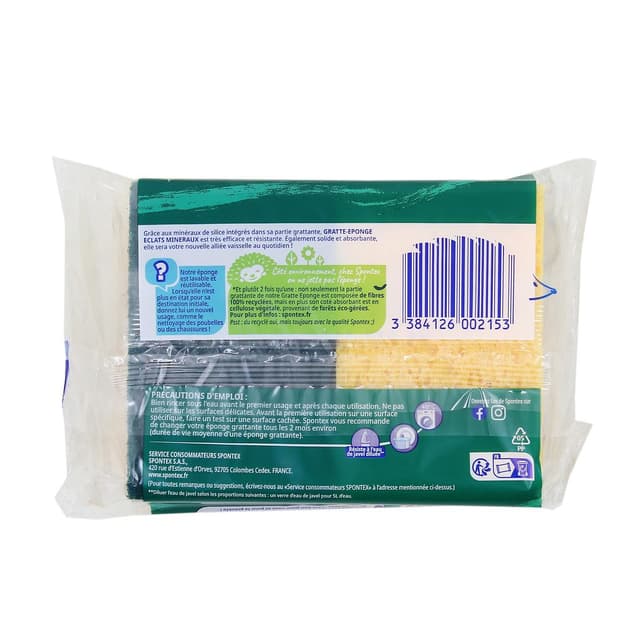 3384126002153 - Spontex - Éponges à récurer grattantes éclats minéraux