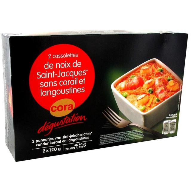 3257983144253 - Cora Dégustation - 2 Cassolettes de noix de Saint Jacques sans corail et langoustines