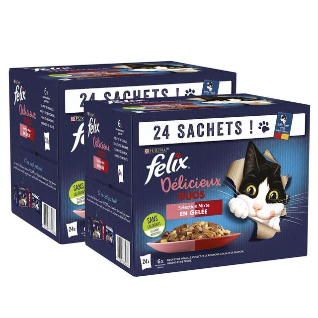 2050000394553 - Purina - Félix - Sachets en Gelée Délicieux Duos Sélection Mixte 4 variétés pour chat