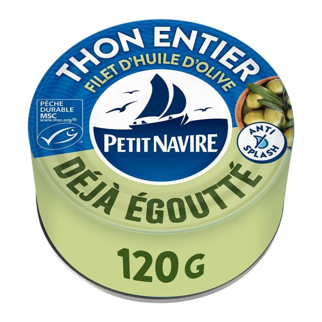 3019089045953 - Petit Navire - Thon entier MSC avec un filet d'huile d'olive déjà égoutté