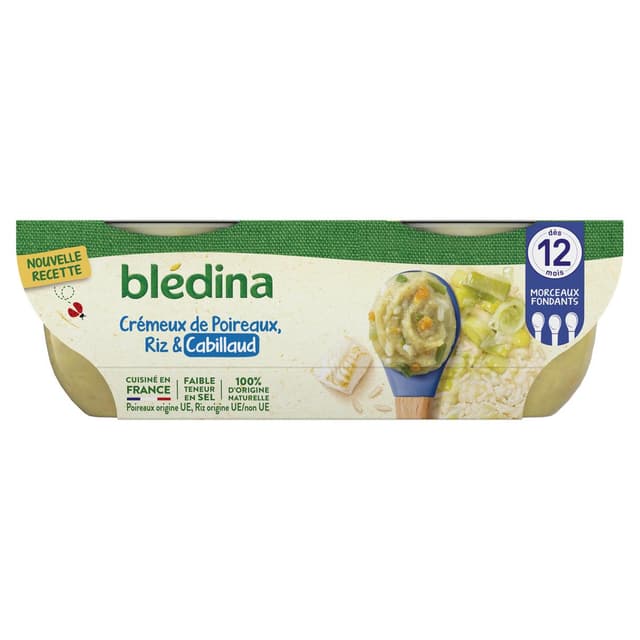 3041091990754 - Blédina - Crémeux de Poireaux, Riz et Cabillaud Bol Bébé Dès 12 mois