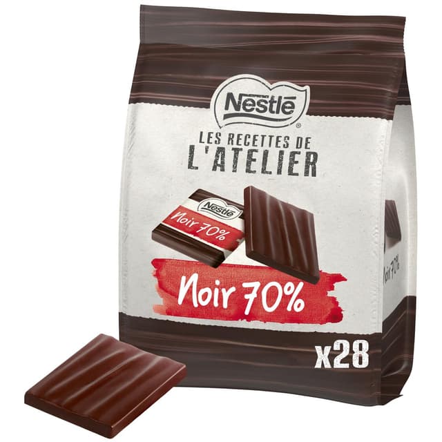 3033710001354 - Nestlé Les Recettes de l'Atelier - Carrés de chocolat noir 70% 