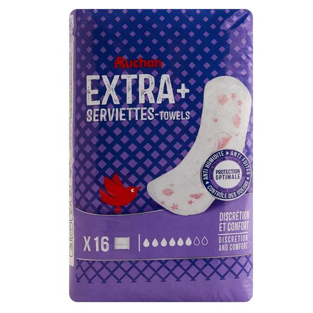 3596710522354 - Auchan - Serviettes hygiéniques sans ailettes extra+