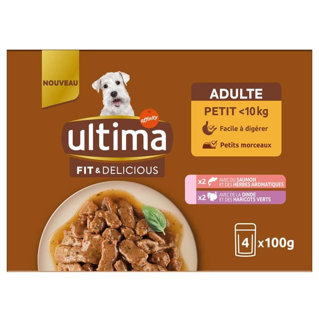 8410650633954 - Affinity - Ultima - Sachet fraicheur en sauce Saumon ou Dinde pour petit chien adulte