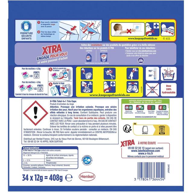 3178041364454 - X Tra - Lessive capsules Total 4+1