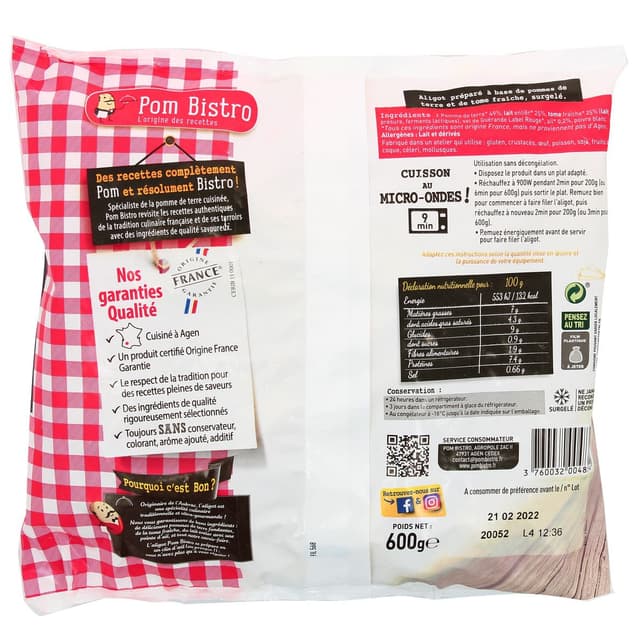 3760032004854 - Pom Bistro - Aligot cuisiné à la tome fraîche