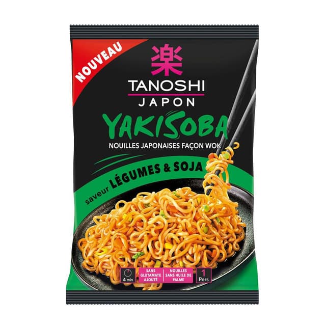 3229820805054 - Tanoshi - Japon - Nouilles Japonaises Yakisoba Saveur Légumes Soja en sachet