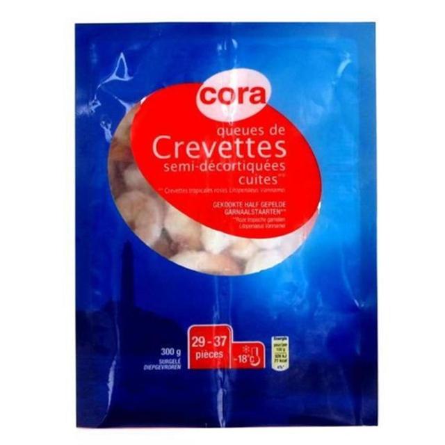 3257983385854 - Cora - Queues de crevettes tropicales roses semi-décortiquées cuites