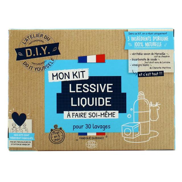 3760001765854 - L'atelier du DIY - Petits Kits 100% Naturels Ecocert - Kit Lessive 30 Lavages Ecocert 1L