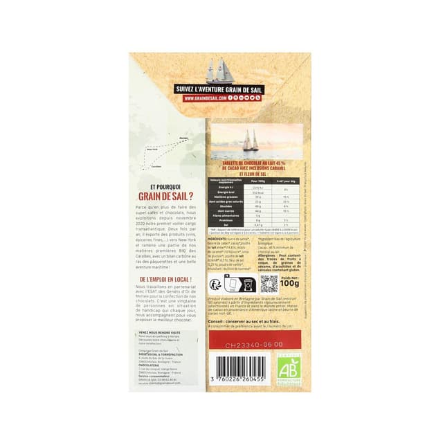3760226260455 - Grain de Sail - Chocolat Lait Caramel Bio