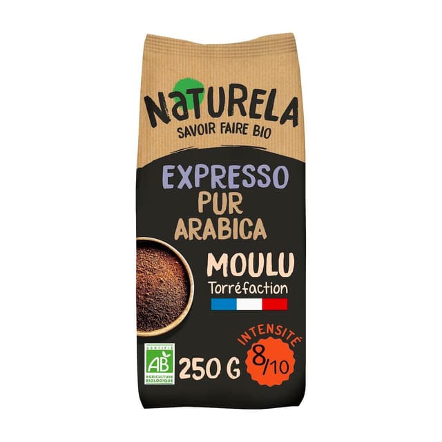 3700110001955 - Naturela - Café moulu expresso pur arabica bio intensité 8