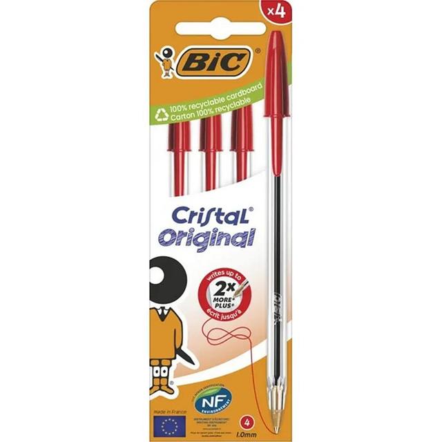 3086123734555 - Bic - Stylos bille cristal rouge pointe moyenne