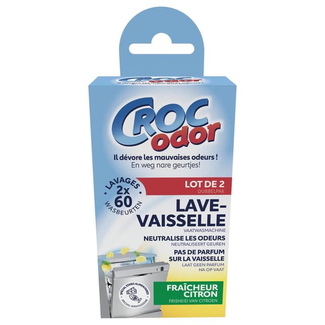3383482309555 - Croc Odor - Désodorisant lave-vaisselle anti-odeur citron