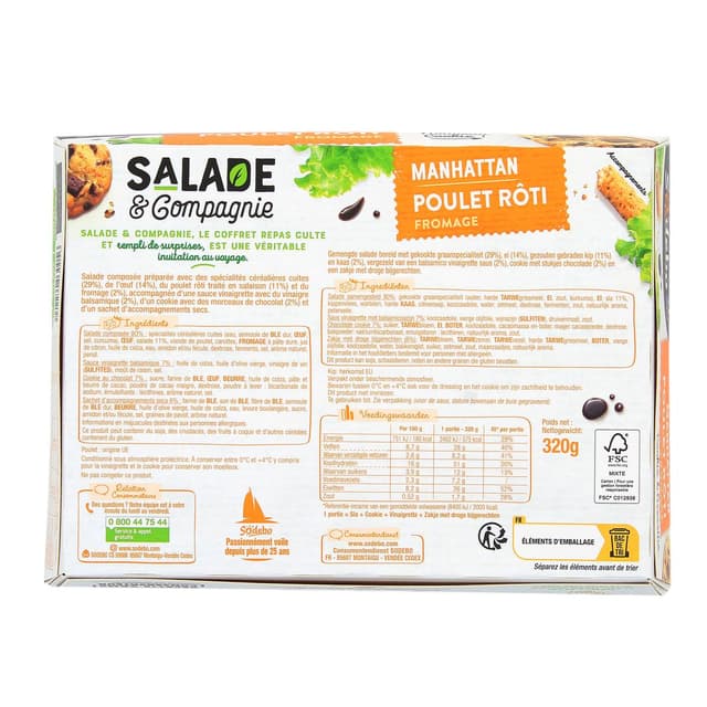3242274030056 - Sodebo - Salade Repas Manhattan, Oeuf - Poulet Rôti - Fromage