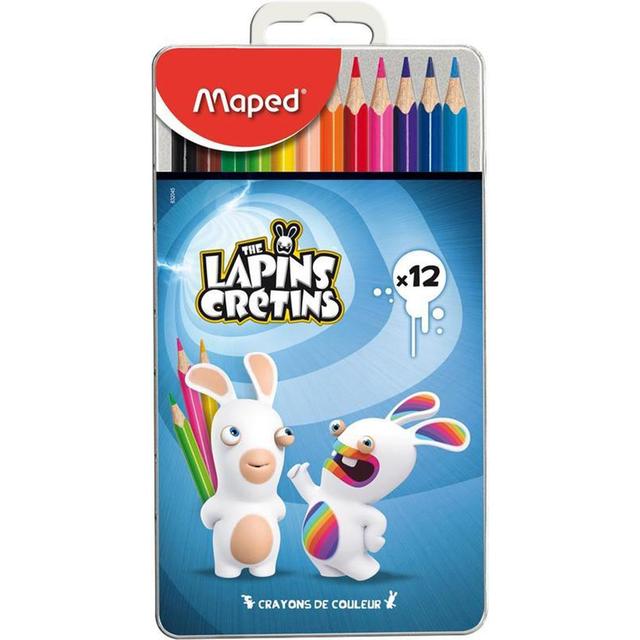 3154148320456 - Maped - Crayons de couleurs boite en métal Lapins Crétins