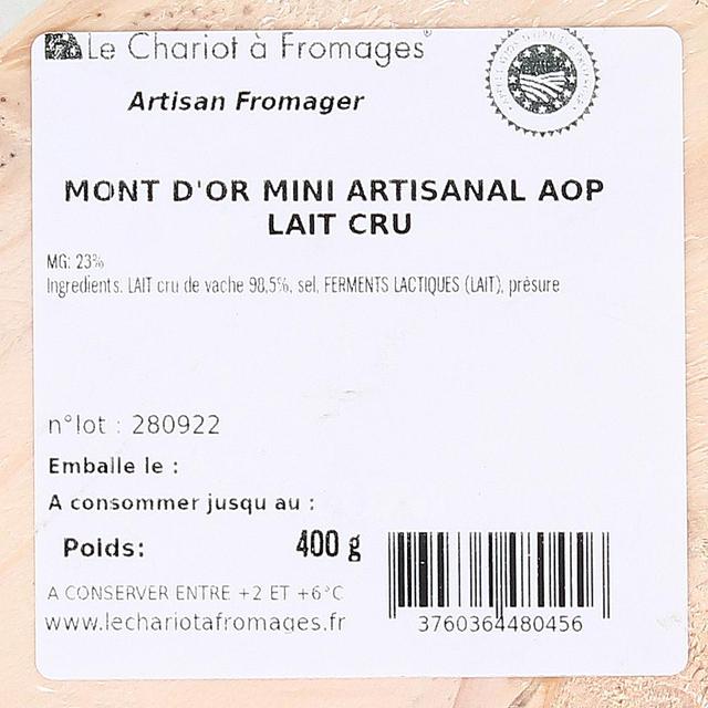 3760364480456 - Le Chariot à fromages, Artisan Fromager - Mini Mont D'or Artisanal Marcel Petite AOP - Lait de vache cru