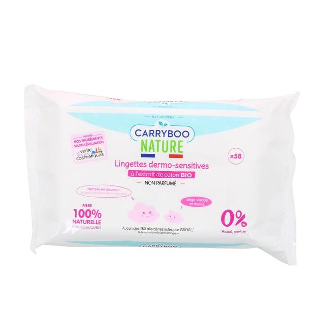 3760001762556 - Carryboo -  Lingettes Dermo-Sensitives à l'extrait de coton Bio