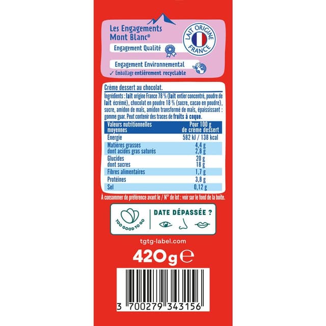 3700279343156 - Mont Blanc - Crème Dessert Chocolat héritage