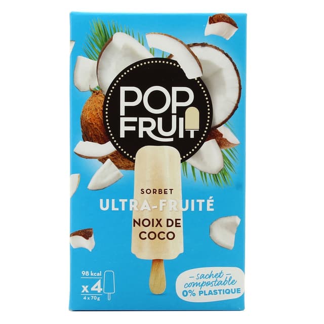 3760124193756 - Pop' Fruit - Bâtonnets sorbet Noix de Coco avec morceaux