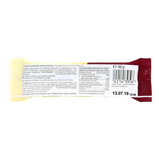 0000042143956 - Alnatura - Barre Chocolat noir fourré à la noix de coco bio