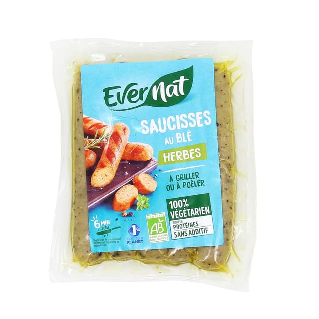 3396410254056 - Evernat - Saucisses au blé et Herbes bio 100% végétarien