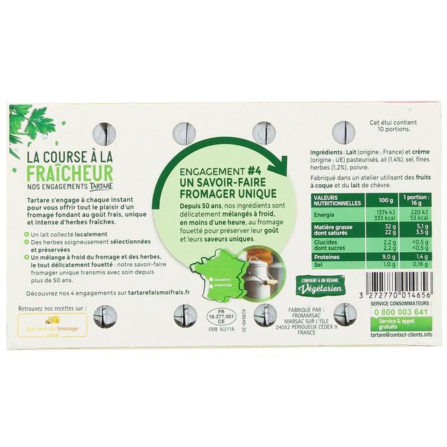 3272770014656 - Tartare - Fromage à tartiner Ail et fines herbes, 160g