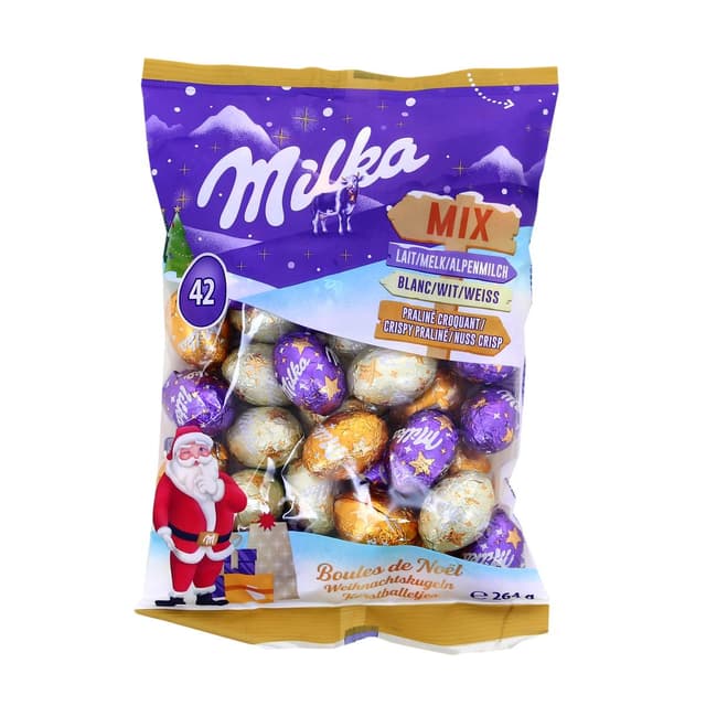 7622202336256 - Milka - Boules de Noël au chocolat 3 saveurs