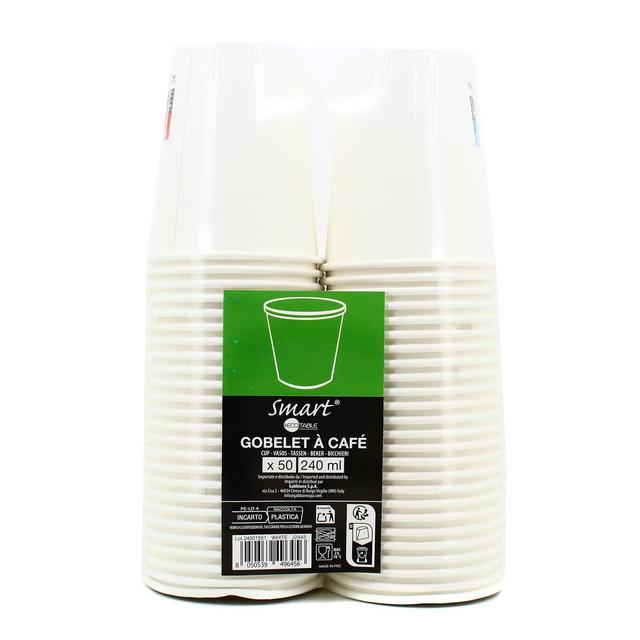 8050539496456 - Smart - Gobelets à café en carton blanc 24cl