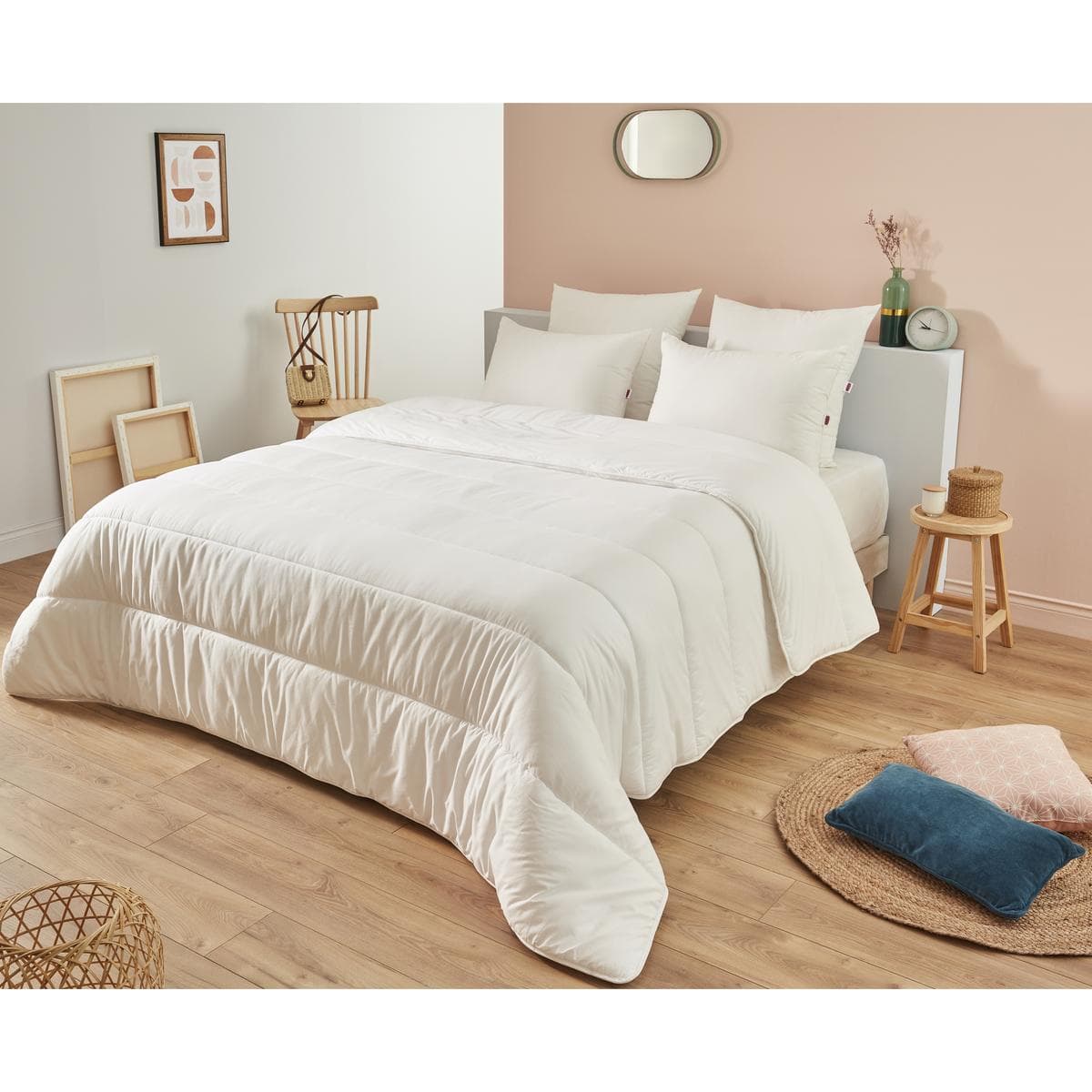 Couette DODO Au Chaud 220x240 Cm – 100% Polyester, 2 Personnes, Blanche, Hiver