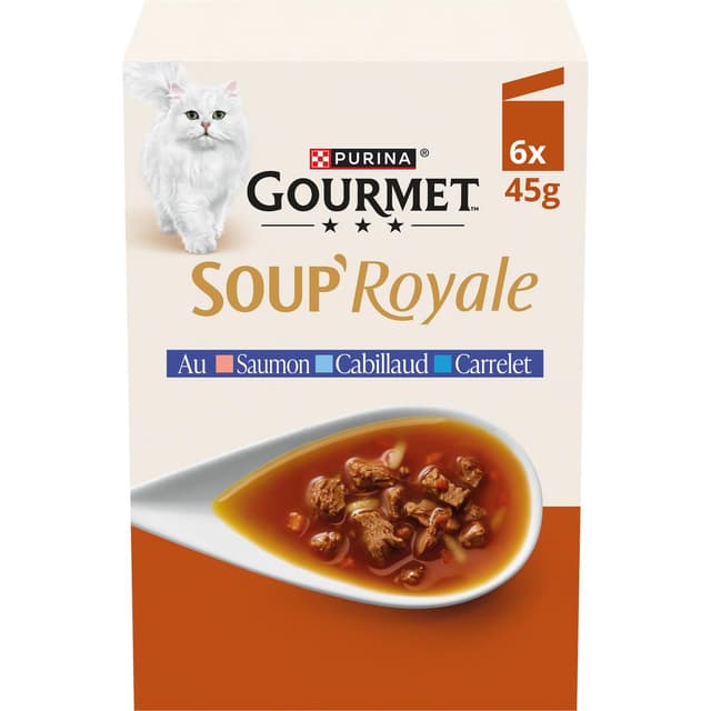 8445291848856 - Purina - Gourmet - Sachets Soupe Royale Saumon Cabillaud Carrelet pour chat adulte