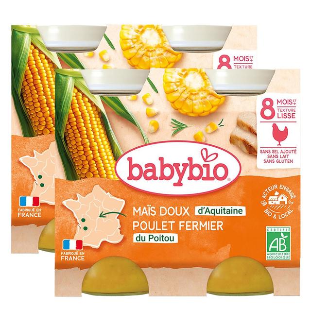 2050000394157 - Babybio - Maïs doux, Poulet fermier du Poitou Bio Pots Bébé Dès 8 mois