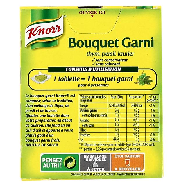 3011360005557 - Knorr - Bouillon bouquet garni thym persil laurier - 9 cubes