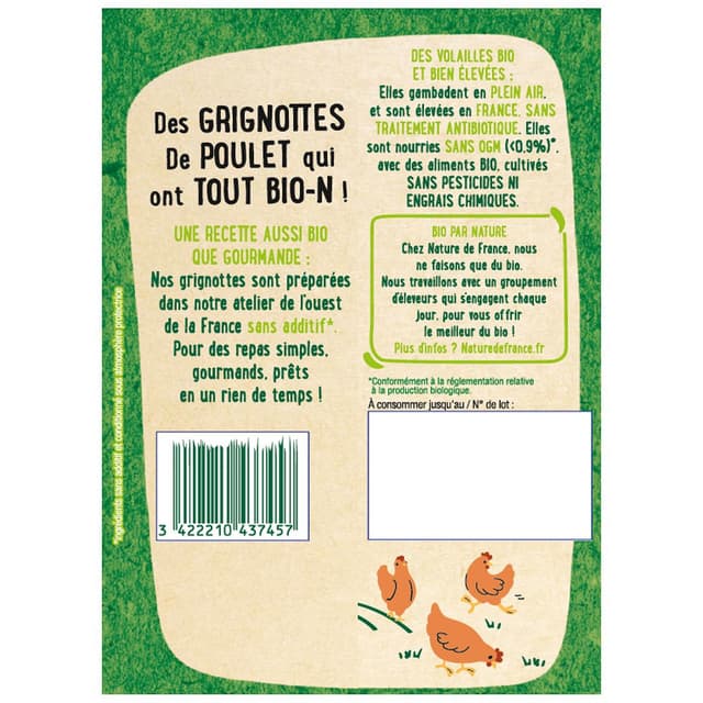 3422210437457 - Nature De France - Grignottes de Poulet Rôti Bio